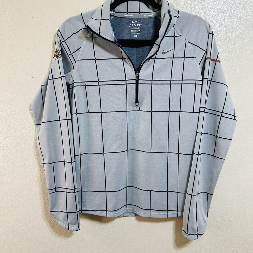 Nike Running Dri-Fit Women's 1/4 Zip  Sz M Long Sleeve Pullover Jacket Geometric